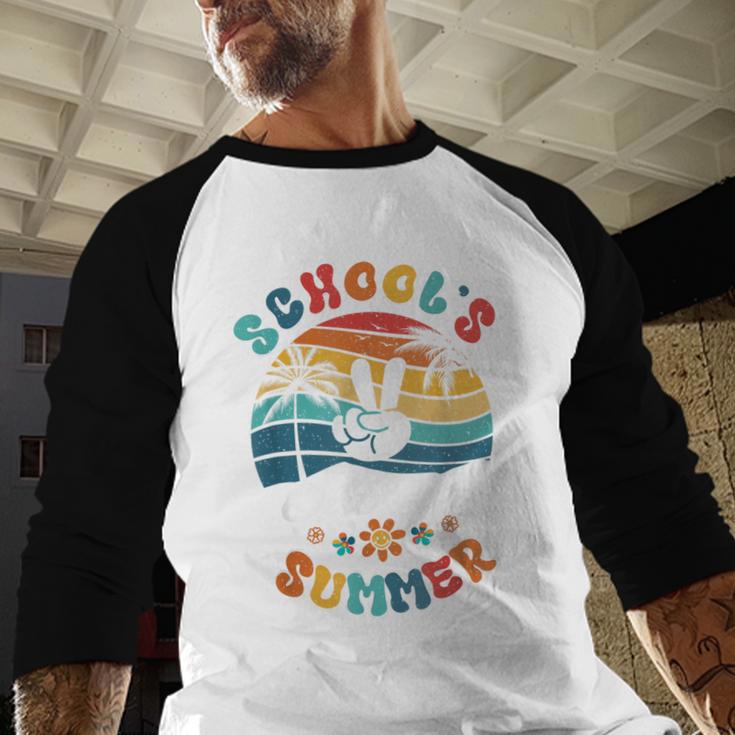Last Day Of School Groovy Graduation School's Out For Summer Baseball Raglan Shirt