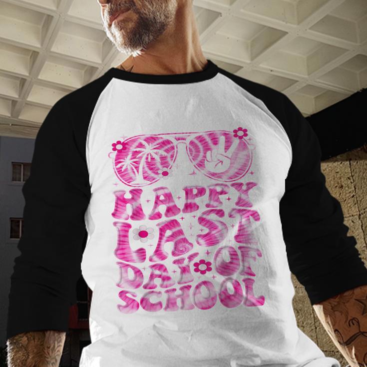 Last Day Of School Teacher Students School Graduation Groovy Baseball Raglan Shirt