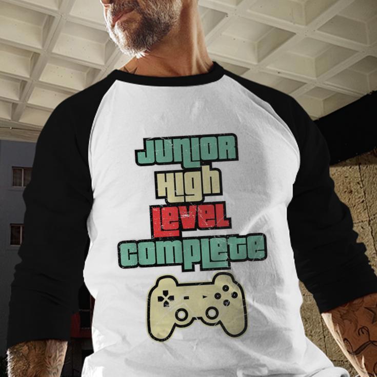 Level Complete Jr High School Graduation Grad SloganShirt Baseball Raglan Shirt