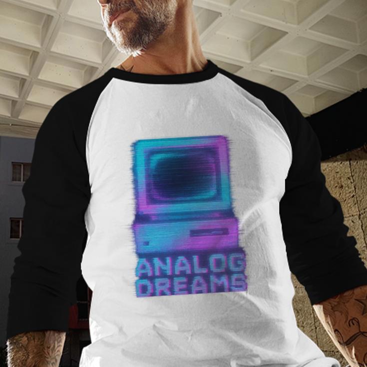 Lofi Reverie Analog Dreams Pixel 90s Desktop VHS Nostalgia Baseball Raglan Shirt