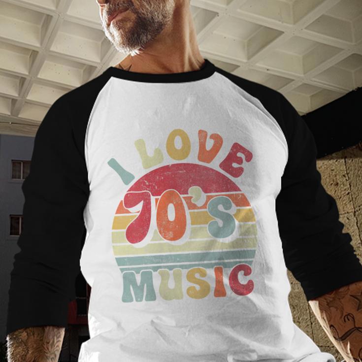 I Love 70's Music Retro Style Nostalgia Cassette 1970s Party Baseball Raglan Shirt