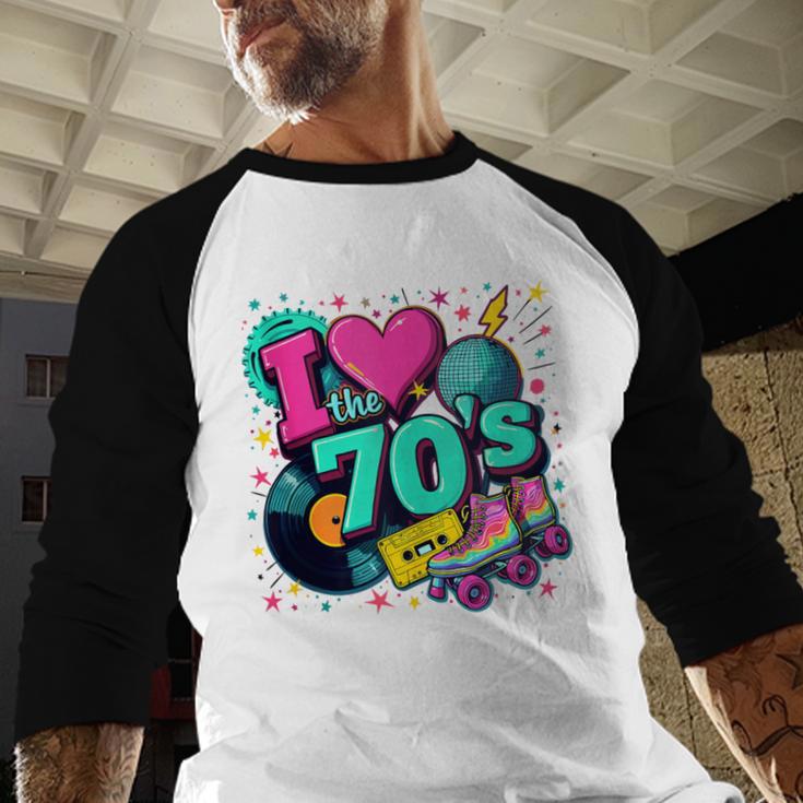 I Love The 70s Retro Cassette Roller Vinyl Disco Nostalgia Baseball Raglan Shirt