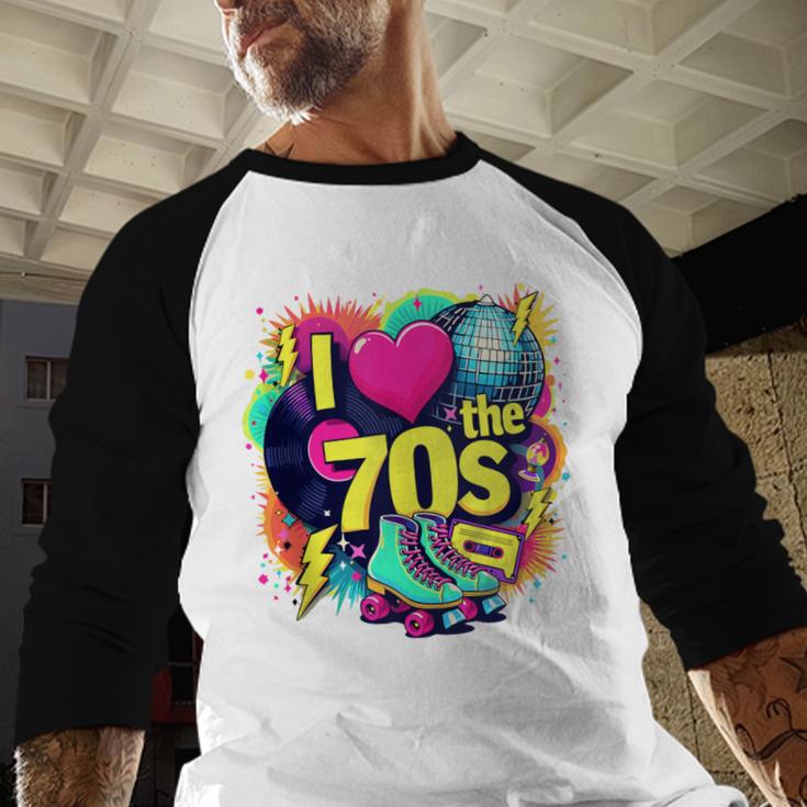I Love The 70s Retro Cassette Roller Vinyl Nostalgia Vibes Baseball Raglan Shirt