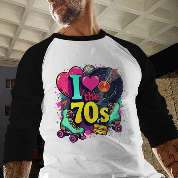 I Love The 70s Vintage Cassette Roller Vinyl Nostalgia 70s Baseball Raglan Shirt