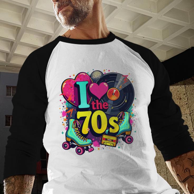 I Love The 70s Vintage Cassette Roller Vinyl Nostalgia 70s Premium Tri-Blend Baseball Raglan Shirt
