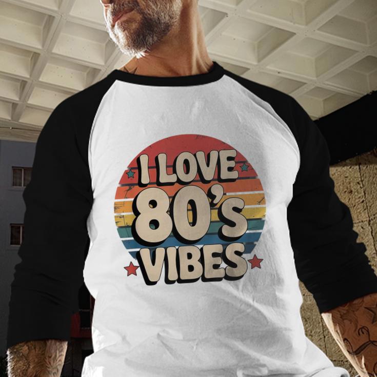 I Love 80’s Vibes Retro 80s Style Vintage Sunset Nostalgia Baseball Raglan Shirt