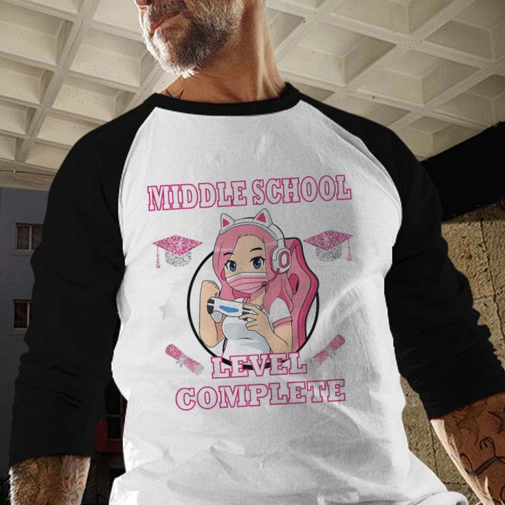 Middle School Level Complete Gaming Graduation Anime Girl Baseball Raglan Shirt
