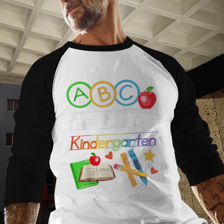 Next Stop Kindergarten Preschool Graduation 2025 Boy Girl Baseball Raglan Shirt