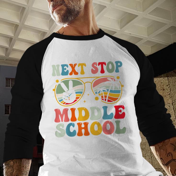 Next Stop Middle School Elementary School Graduation 2025 Baseball Raglan Shirt
