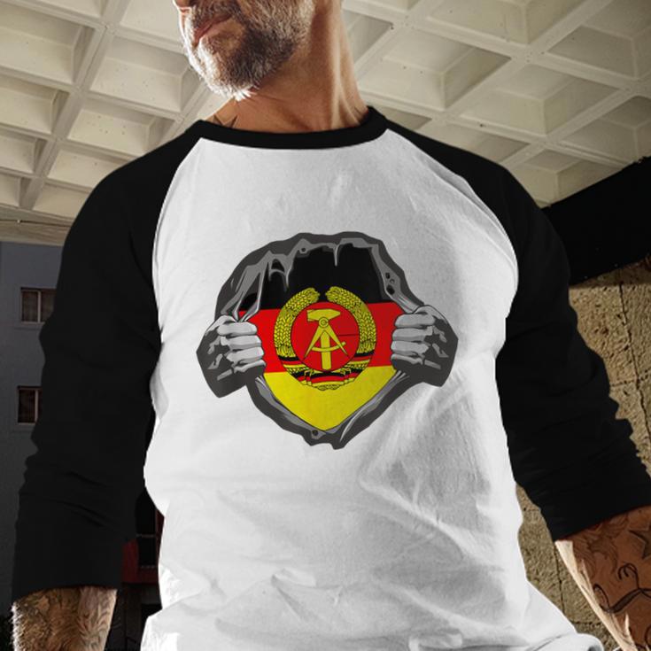 Nostalgia Chest Flag GDR Baseball Raglan Shirt