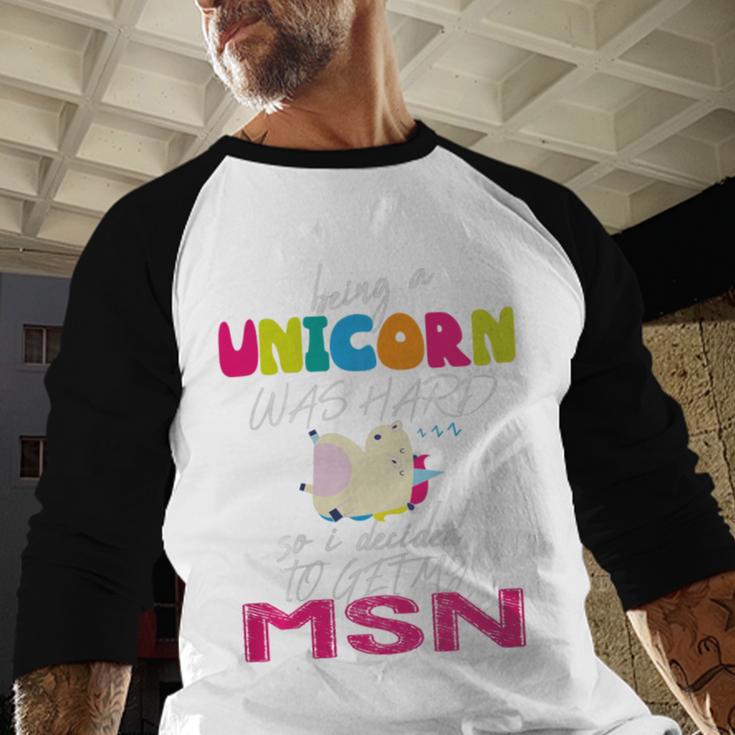 Nurse MSN Graduation Unicorn T-Shirt Nursing School Baseball Raglan Shirt