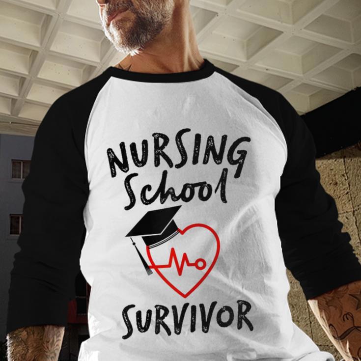 Nursing School Survivor Women Graduation RN Gift Shirt Baseball Raglan Shirt