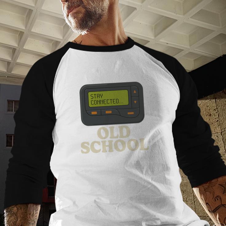 Old School 90s Pager Retro Nostalgia Vintage Tech Gen Baseball Raglan Shirt