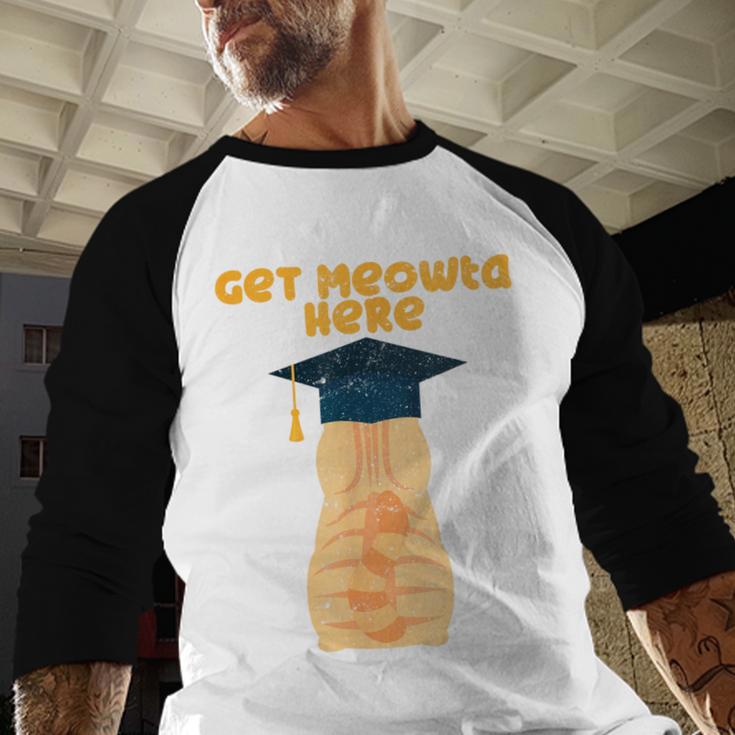 Orange Tabby Cat Graduation Distressed Shirt For Grads For Men Women Girls Kids Baseball Raglan Shirt