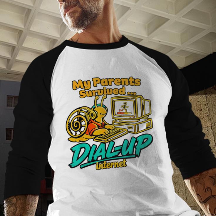 My Parents Survived Dial Up Internet Nostalgia 90s Baseball Raglan Shirt
