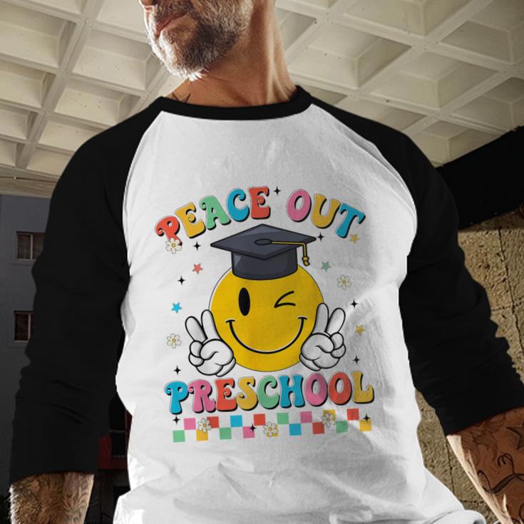 Peace Out Preschool Graduation Last Day Teachers Boys Girls Baseball Raglan Shirt
