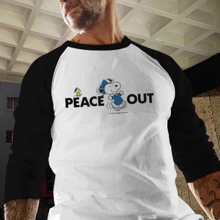 Peanuts Graduation Peace Out Snoopy Woodstock Baseball Raglan Shirt