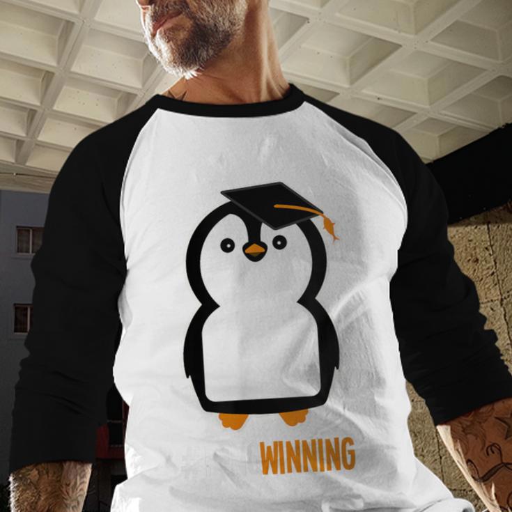 Penguin Graduation For Grads Hashtag Pengwinning Baseball Raglan Shirt