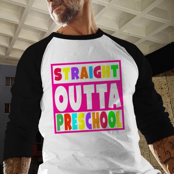 Pink STRAIGHT OUTTA Preschool PRE-K Graduation Baseball Raglan Shirt