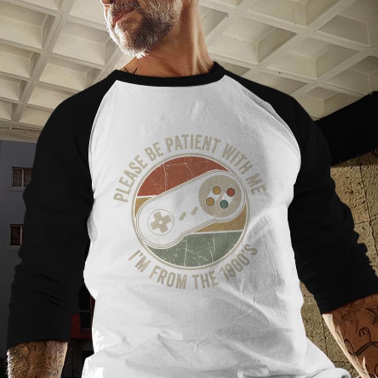 Please Be Patient With Me I'm From The 1900s Retro Gamer Premium Tri-Blend Baseball Raglan Shirt