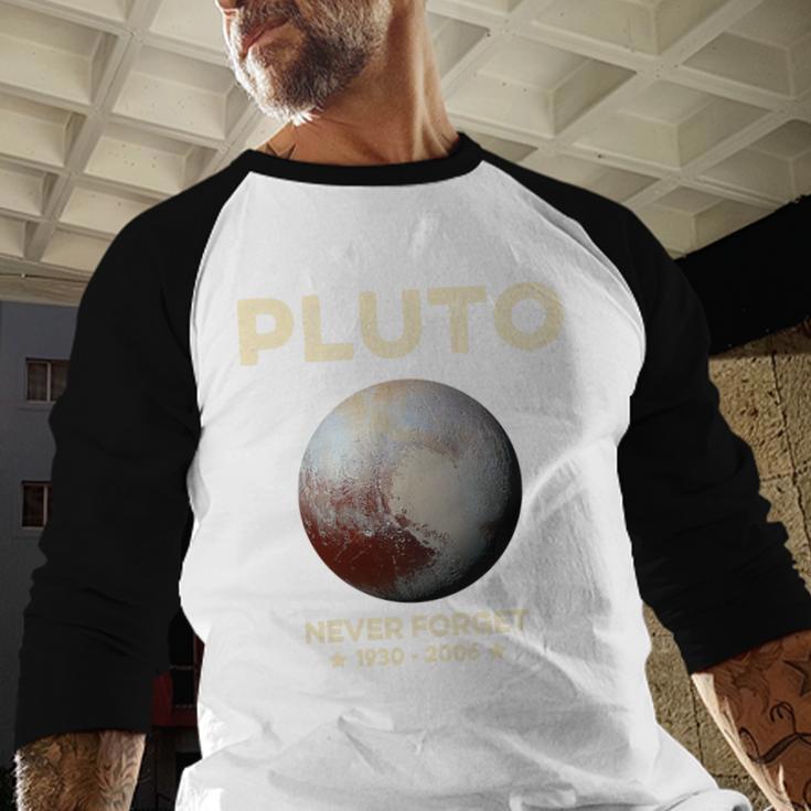 Pluto Never Forget 1930-2006 Planet Space Science Nostalgia Premium Tri-Blend Baseball Raglan Shirt