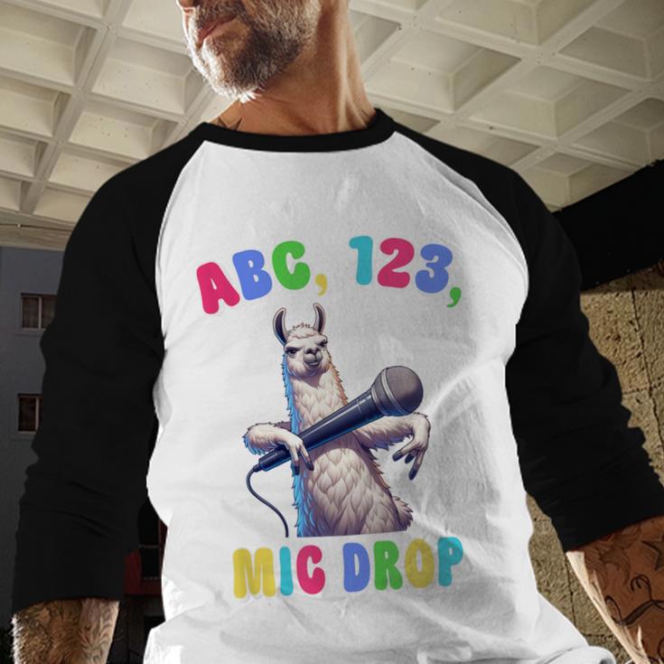 Preschool Graduate Shirt ABC 123 Mic Drop Llama Graduation Baseball Raglan Shirt