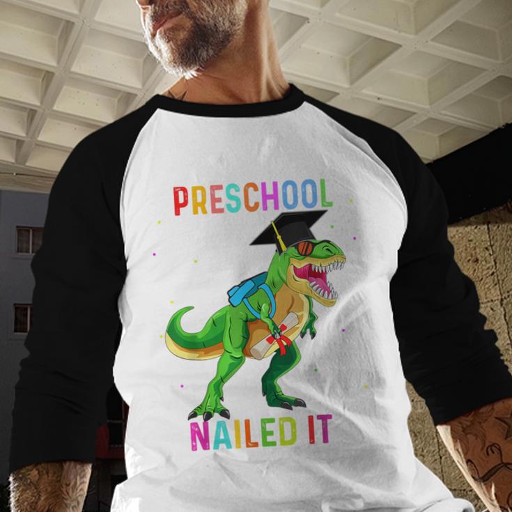 Preschool Graduation Class Of 2022 Graduate Dinosaur Kids Baseball Raglan Shirt