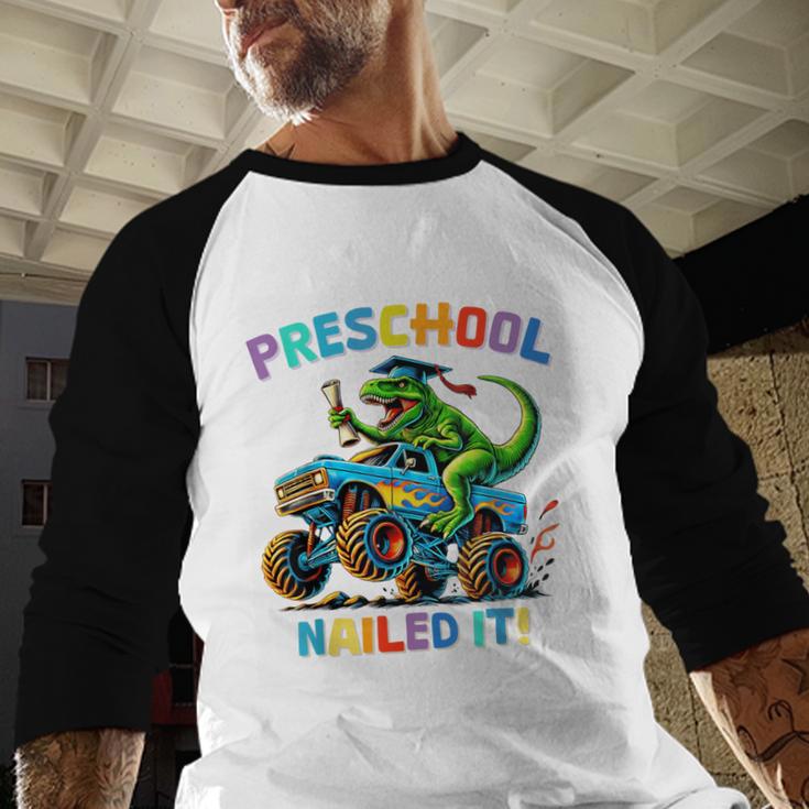 Preschool Graduation Monster Truck Dinosaur Boys Dino Tee Baseball Raglan Shirt