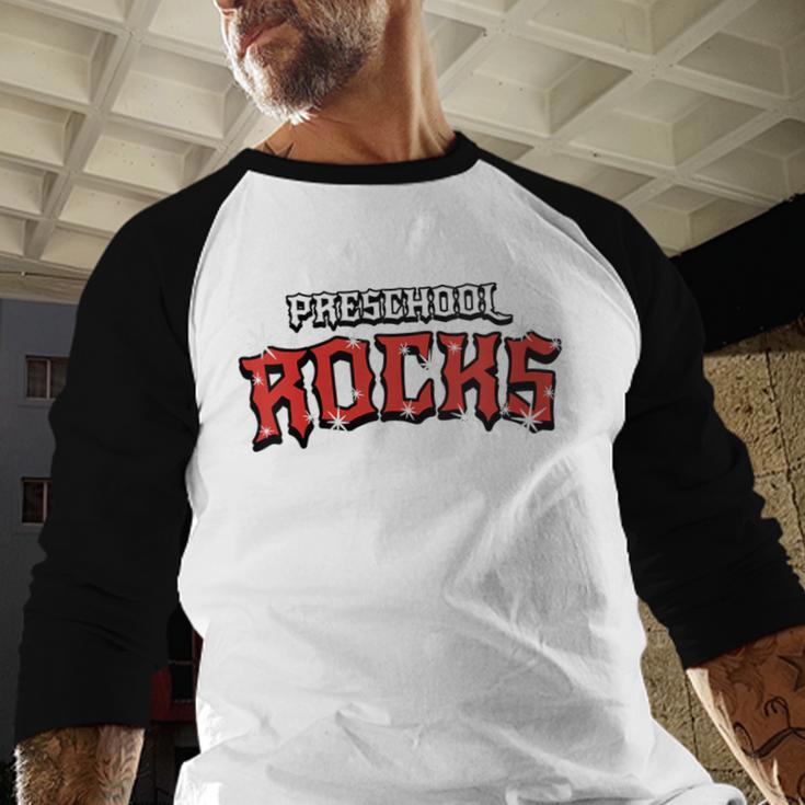 Preschool Rocks Back To School Graduation Teacher Student Baseball Raglan Shirt