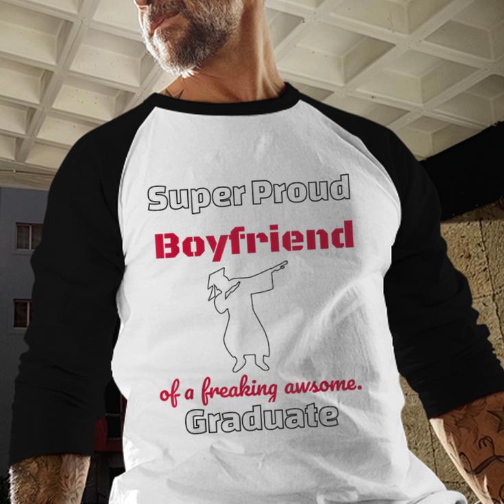 Proud Boyfriend Of 2018 Graduate Dabbing Graduation Baseball Raglan Shirt