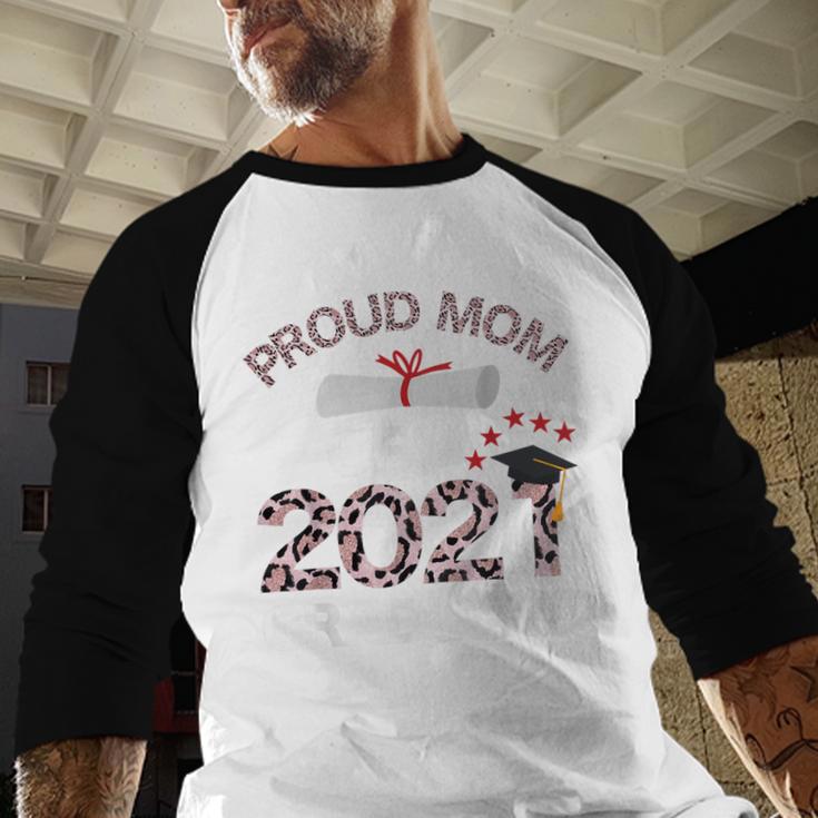 Proud Mom Of A 2021 Graduate Leopard Print Graduation Mama Baseball Raglan Shirt