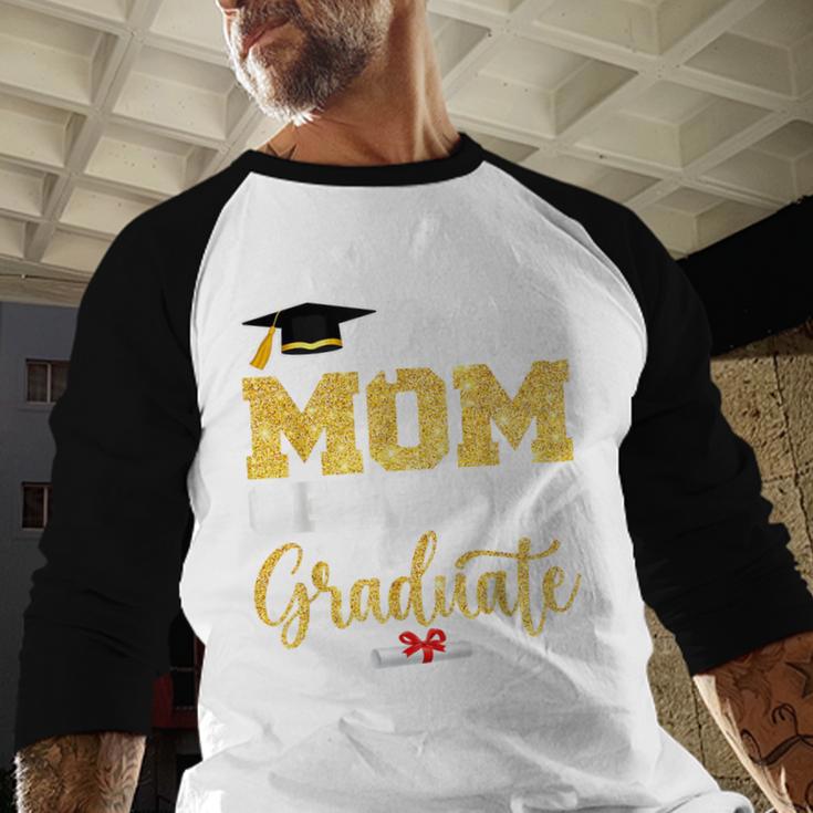 Proud Mom Of A Class Of 2026 Graduate Senior Gold Graduation Baseball Raglan Shirt