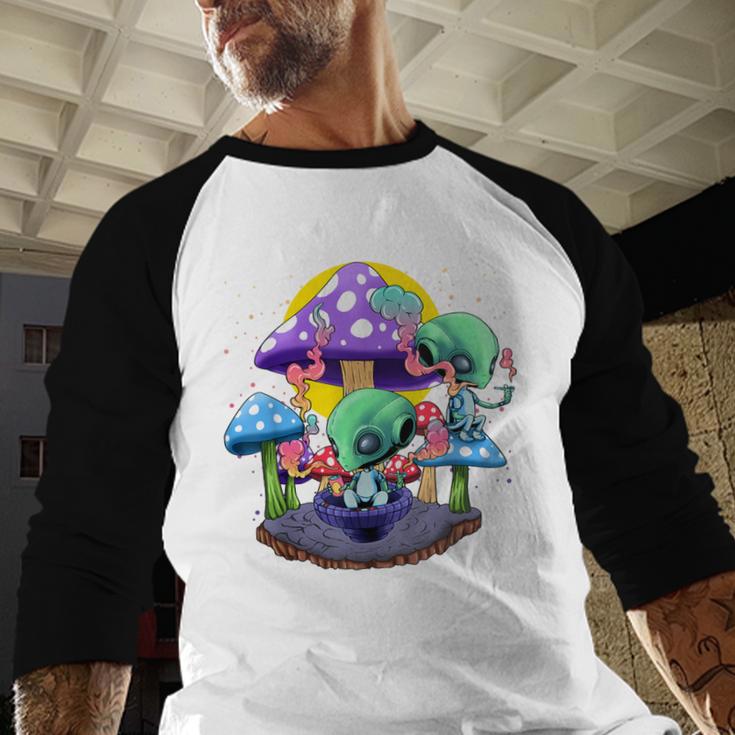 Psychedelic Alien Mushroom Nostalgia Groovy Vibe Hippie Baseball Raglan Shirt Psychedelic Alien Mushroom Nostalgia Groovy Vibe Hippie Baseball Raglan Shirt