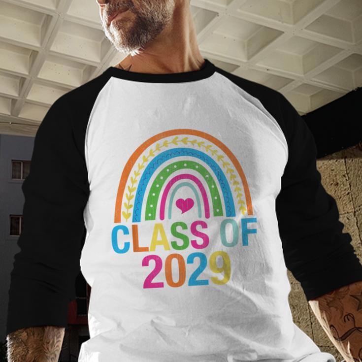 Rainbow Senior 2029 Shirt Class Of 2029 Cute Graduation Baseball Raglan Shirt