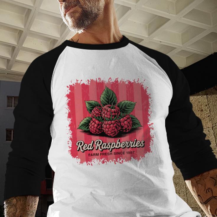Red Raspberries Farm Fresh Since 1987 Nostalgia Baseball Raglan Shirt Red Raspberries Farm Fresh Since 1987 Nostalgia Baseball Raglan Shirt