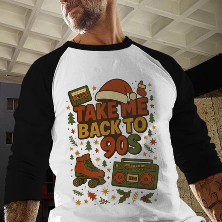 Retro 90s 80s Baby Christmas Holiday Nostalgia Baseball Raglan Shirt Retro 90s 80s Baby Christmas Holiday Nostalgia Baseball Raglan Shirt
