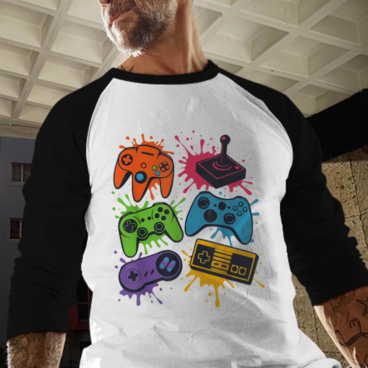 Retro Gamer Controller 80s 90s Video Game Arcade Nostalgia Baseball Raglan Shirt