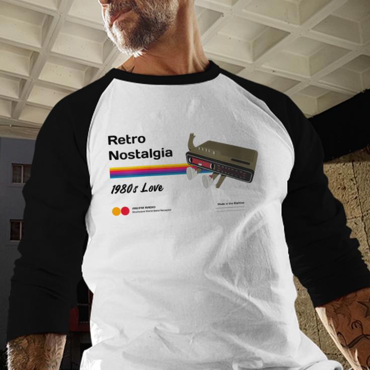 Retro Nostalgia 1980s Love Graphic Baseball Raglan Shirt