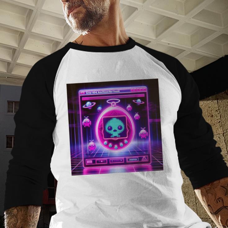 Retro Nostalgia Vaporwave- Error 404 Baseball Raglan Shirt Retro Nostalgia Vaporwave- Error 404 Baseball Raglan Shirt