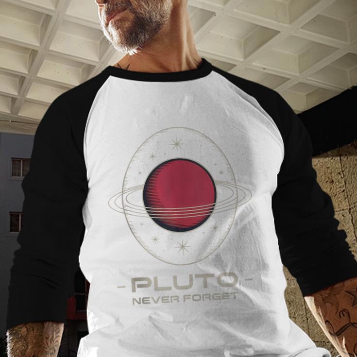 Retro Pluto Never Forget Classic Planet Pluto Nostalgia Baseball Raglan Shirt Retro Pluto Never Forget Classic Planet Pluto Nostalgia Baseball Raglan Shirt