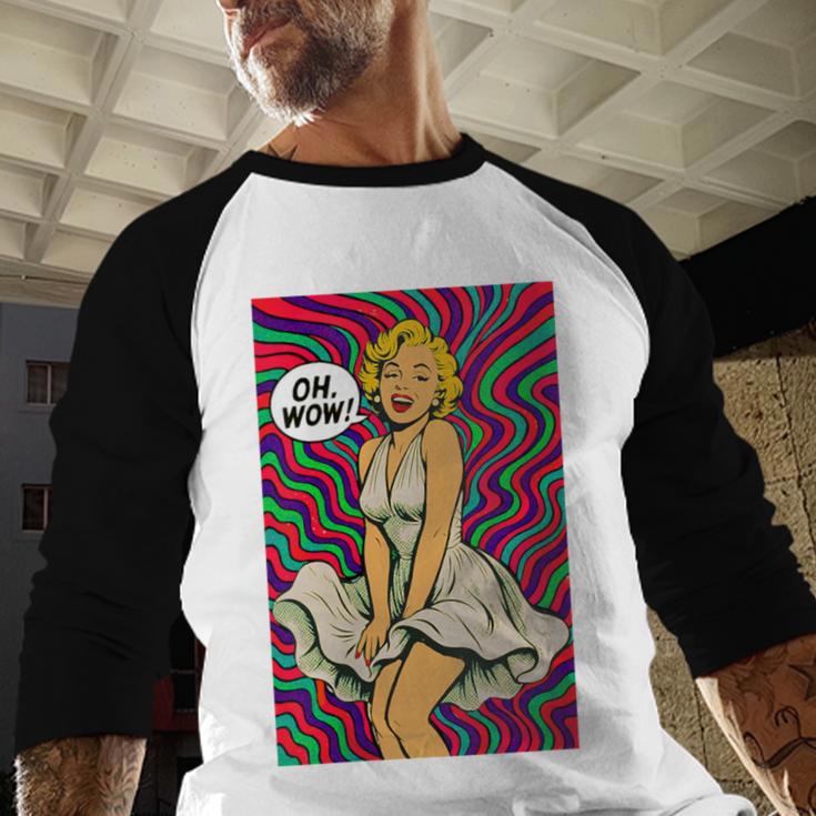 Retro Pop Art Vintage Style Blonde Psychedelic 50s Nostalgia Baseball Raglan Shirt