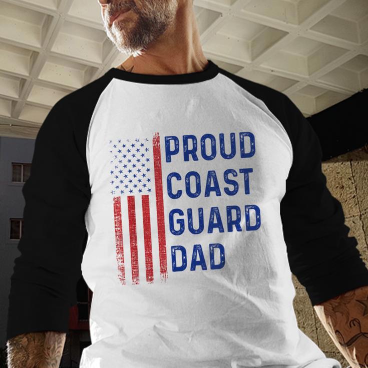 Retro Proud Coast Guard Dad Graduation Dad Usa Flag Outfit Baseball Raglan Shirt