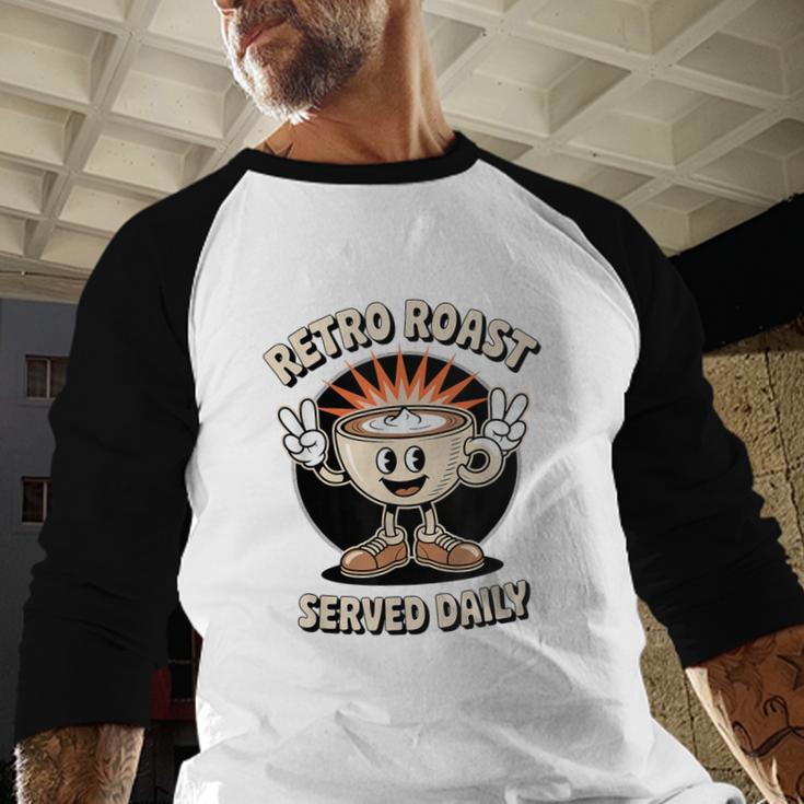 Retro Roast Coffee Retro Cartoon Vintage Nostalgia Fun Baseball Raglan Shirt