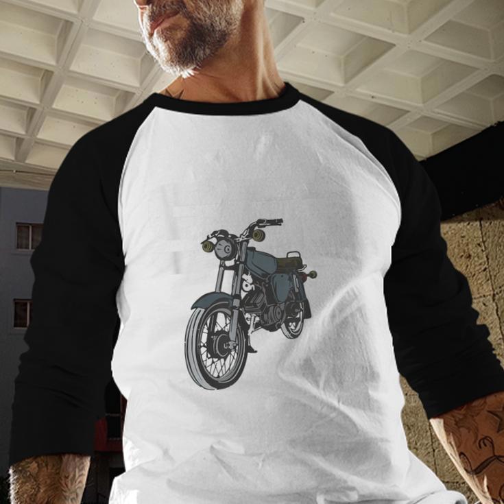 Retro Simme Moped Nostalgia Eastern Block Schwalbe Driver DDR Baseball Raglan Shirt