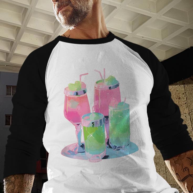 Retro Soft Drinks 80s 90s Nostalgia Cute Anime Aesthetic Tee Baseball Raglan Shirt