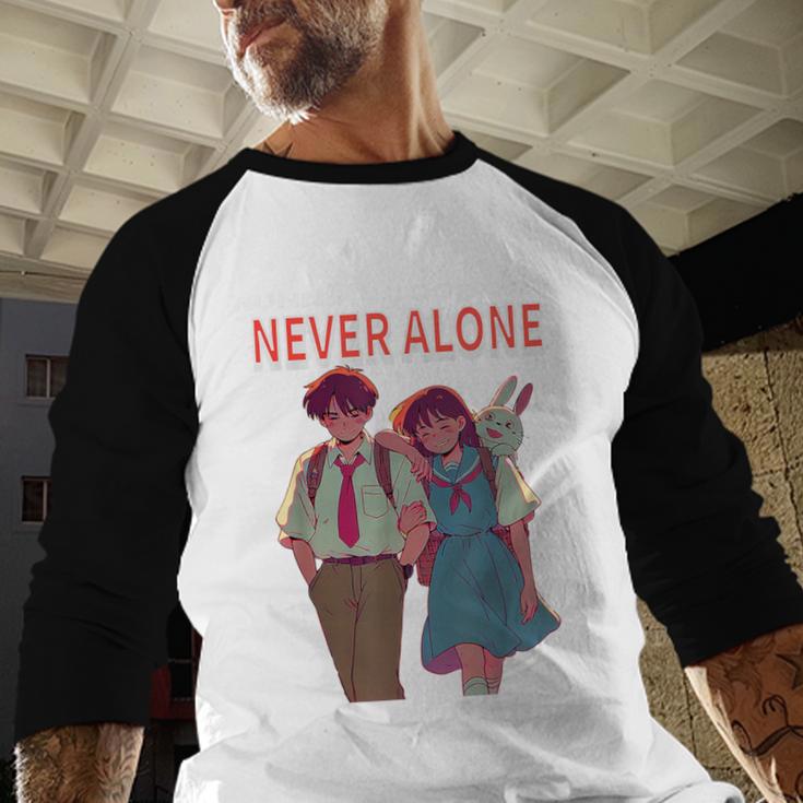 Running Together Always Connected Anime Nostalgia Message Baseball Raglan Shirt