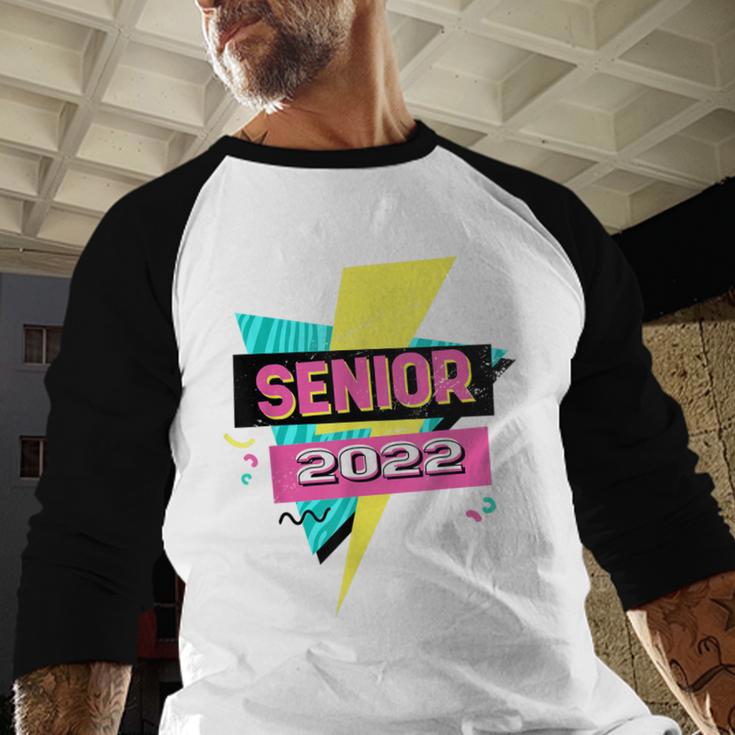 Senior 2022 Graduation Class Of 2022 Retro 90's Graduation Baseball Raglan Shirt