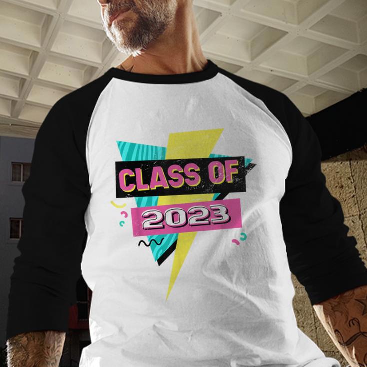 Senior 2023 Graduation Class Of 2023 Retro 90's Graduation Baseball Raglan Shirt