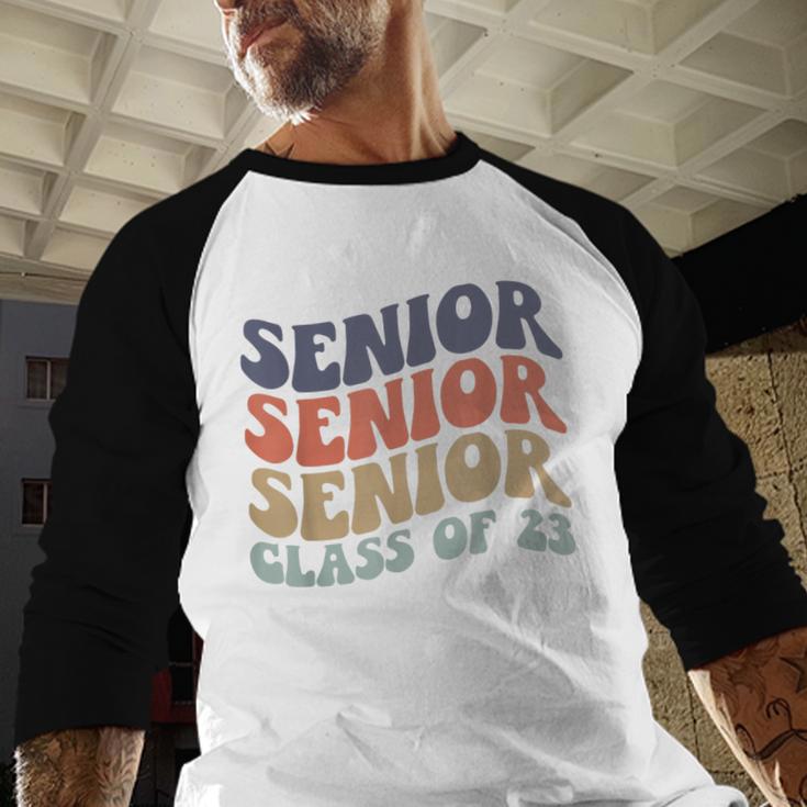 SENIOR 2023 Retro Class Of 2023 Seniors Graduation 23 Hippie Baseball Raglan Shirt