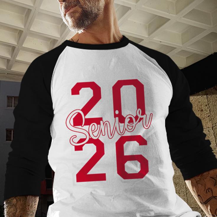 Senior 2026 Graduation Varsity Red Letters On The Back Baseball Raglan Shirt